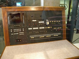 The control console for the Pilot Ace on display at the Science Museum.